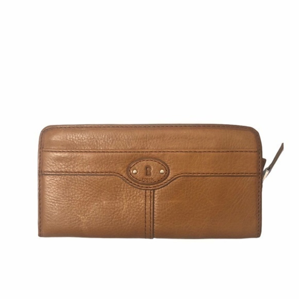 Fossil brown leather clutch wallet